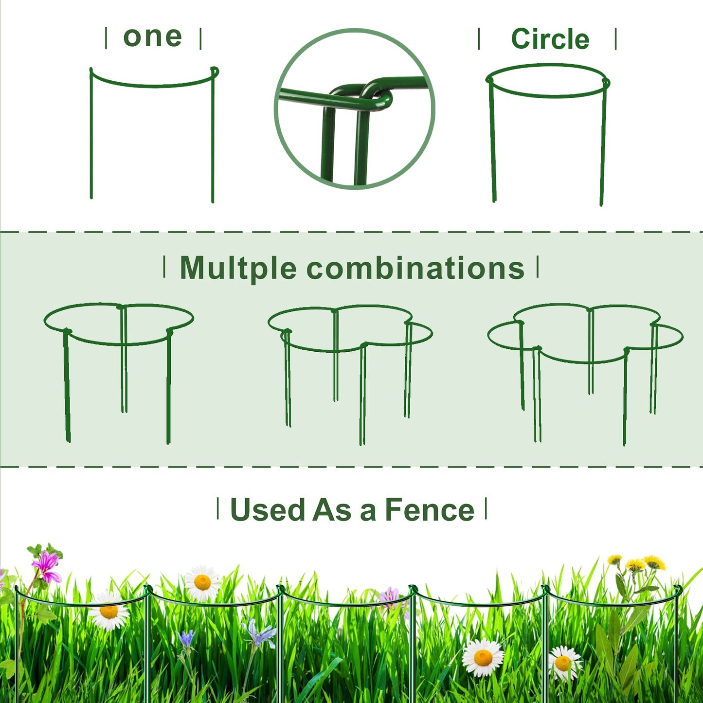 LEOBRO 6 Pack Plant Support Plant Stakes, Peony Cages and Supports, Metal Garden Stakes Plant Supports, Plant Support Stakes for Peony, Tomato, Hydrangea, Indoor Outdoor Plants, 10" W x 15.8" H