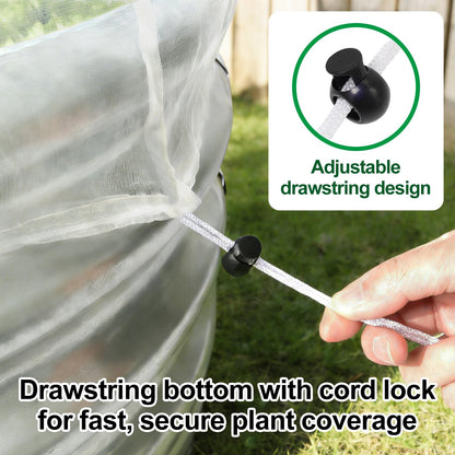 2 Pack Garden Netting for Raised Beds, Ultra-Fine Mesh Plant Covers with Drawstring, Bird, Pest & Small Animal Barrier for Vegetables, Fruits & Flowers, Fits 2 ft Dia x 1 ft H Round Raised Beds