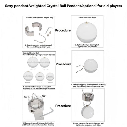 Stainless Steel Pendant Hanging Crystal Ball, Men's Stretching Exercise Rings (USF69) (Pendant)