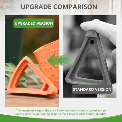 LeafLassie Plant Pot Feet for Outdoor Planters, 24PCS Invisible Flower Pot Risers Toes,Indoor Secure Compressive Environmental Triangular Lifters Supports (Large Orange)