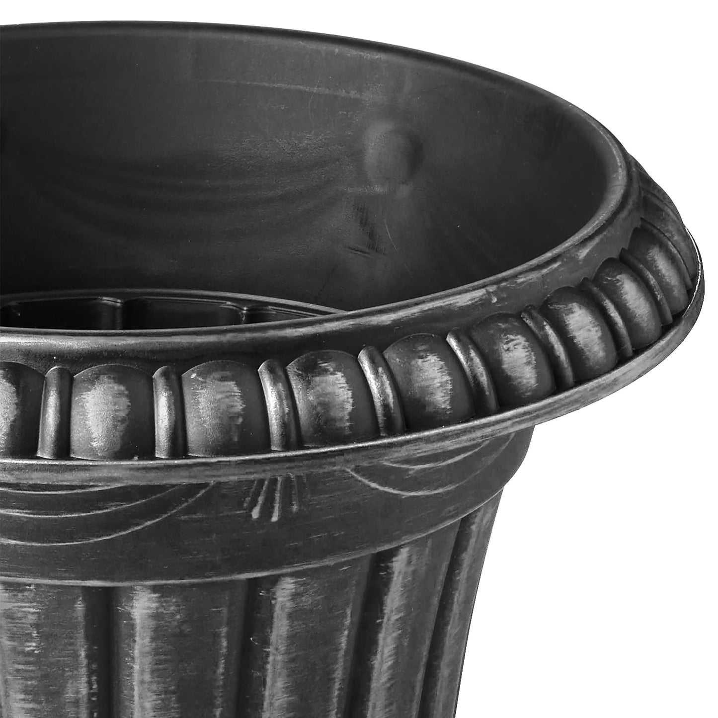 Arcadia Garden Products PL20SL Classic Traditional Plastic Urn Planter Indoor/Outdoor, 10" x 12", Brushed Silver