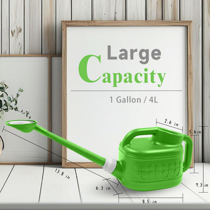 1 Gallon Watering Can, Garden Watering Can Outdoor, Plant Water Can with Removable Long Spout and Stainless Steel Sprinkler Head, Plastic Indoor Watering Cans for Gardening Flower Plants