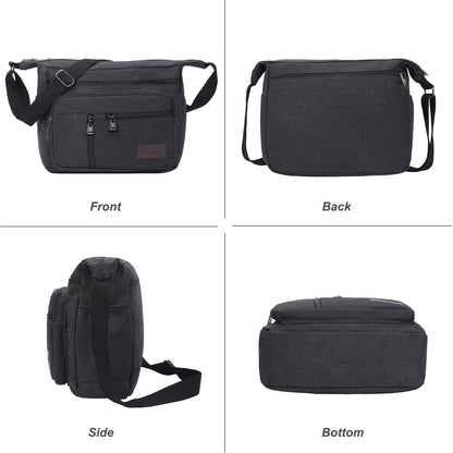 BOMKEE Canvas Messenger Bag, Satchel Bag Vintage Canvas Shoulder Bags Crossbody Laptop Side Bag for Work and Travel