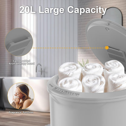 Large Towel Warmer for Bathroom - Heated Towel Warmers Bucket, Wood Handle, Auto Shut Off, Fits Up to Two 40"X70" Oversized Towels, Bathrobes, Blankets, Best Ideal for Mother's Gifts