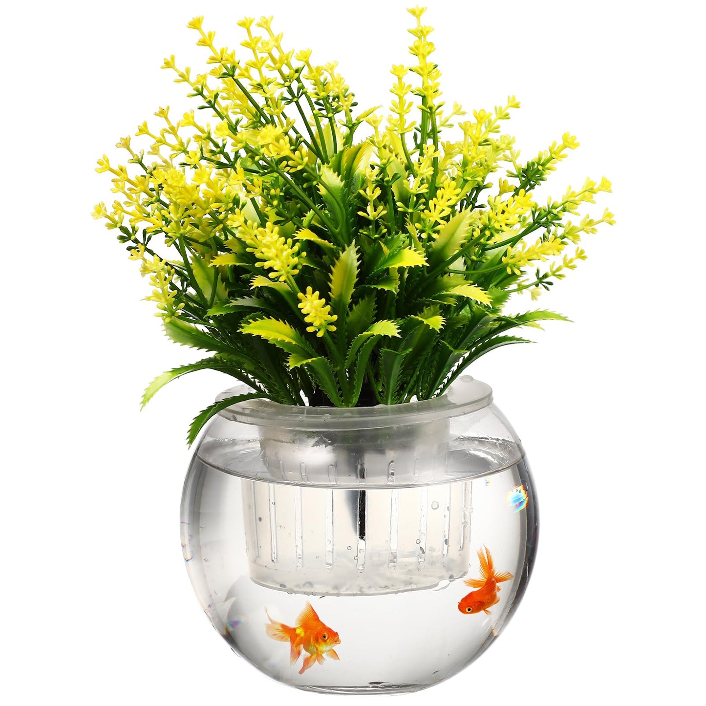 YARNOW Hydroponic Plant Water Storage Bottle with Removable Planting Basket 5.90X5.90X4.33In Clear Self Watering Flowerpot for Indoor Outdoor Aquatic Plants Home Desk Decor