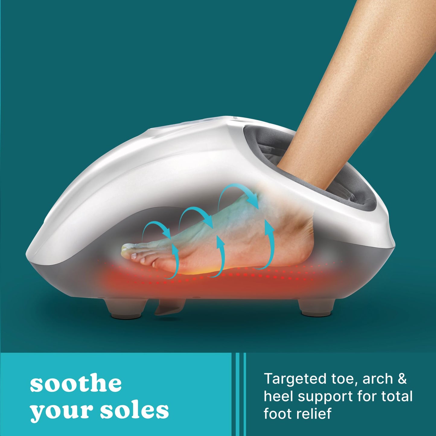 Homedics Shiatsu Air 2.0 Foot Massager with Soothing Heat and Rhythmic Air Compression, 3 Customized Controls and Intensities, Washable Liner, at-Home Kneading Massage Relaxes Feet, 3 Speed Options