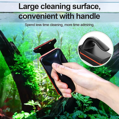 hygger Magnetic Aquarium Fish Tank Glass Cleaner,Detachable Dual-Blades Brush Tool with Floating Scrubber, Double Side Magnetic Algae Scraper for 0.2-0.4 Inch Thick Glass Aquariums Tank (M)