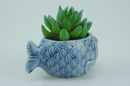 VanEnjoy 5" Ceramic Succulent Pot - Cute Ocean Blue Seashell Series, Conch Shaped Cactus Planter, Flower Pottery Bonsai (Seashell M)