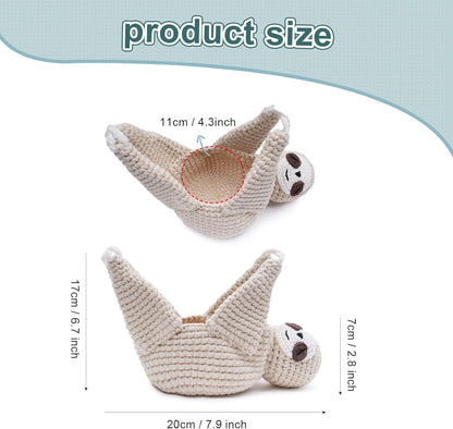 MANOPAWS 2Pcs Macrame Plant Hanger Crochet Sloth Hanging Planter Sloth Gifts,5 Inch Animal Wall Hanging Plant Holder for Plant Sloth Lovers, Home Decor Indoor Outdoor Plants Succulent Gifts (2)