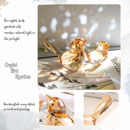 Crystal Birds Statues Modern Style Figurine Home Decor Decorative Ornaments for Living Room, Bedroom, Office Desktop Gold