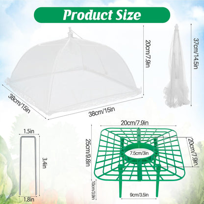6 Sets Strawberry Plant Supports with Mesh Plant Cover,Strawberry Growing Racks with Metal Plant Nails and Storage bag for Strawberry Vegetables，Used to protect strawberries and keep them clean
