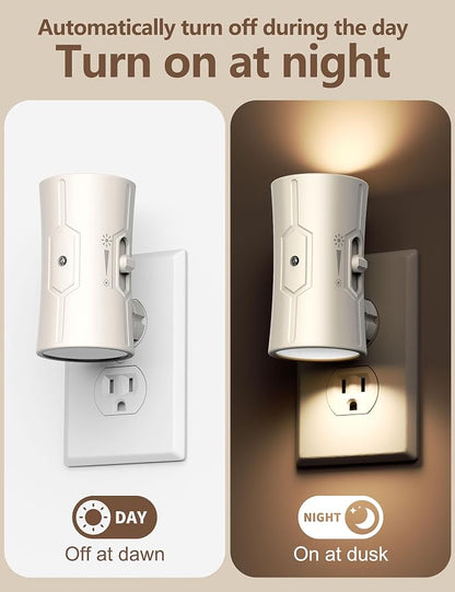 fesnne Night Light, LED Night Lights Plug into Wall, [2 Pack] Warm White 3000K, 0-100LM Adjustable Brightness Light Sensor Nightlights Plug in wall for Hallway, Bathroom, Adults, Neutral Beige