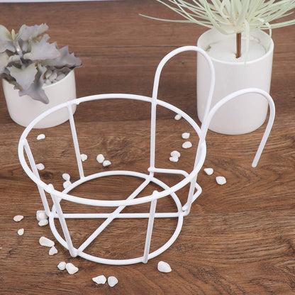 1 Pack Hanging Railing Planters Flower Pot Holders Plant Iron Racks Fence Metal Potted Stand Mounted Balcony Round Plant Baskets Shelf Container Box for Indoor and Outdoor Use-White,Garden Steel Pots