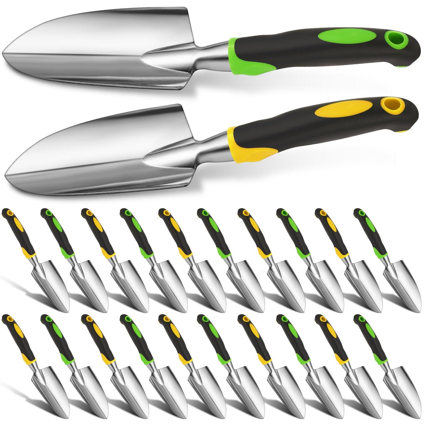 Yaocom Garden Shovel Aluminum Alloy Heavy Duty Trowel Garden Tool Small Shovels for Digging Metal Hand Trowel Spade with Soft TPR Handle for Lawn Yard Farm Home Shop Planting(24 Pcs)