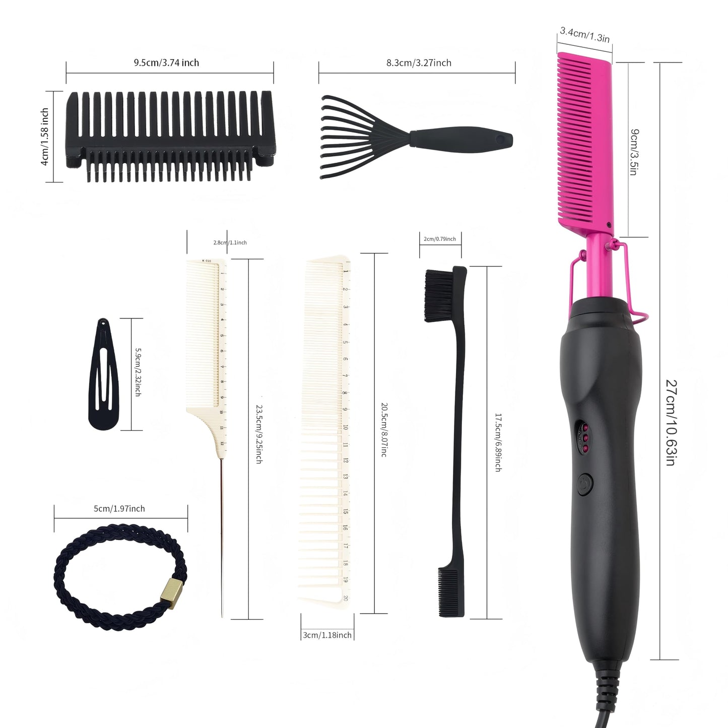 Electric Hot Comb Hair Straightener Heat Pressing Comb Curling Flat Iron Curler Hair Straightener Brush for Natural Black,Anti-Scald Beard Straightening Electric Press Comb