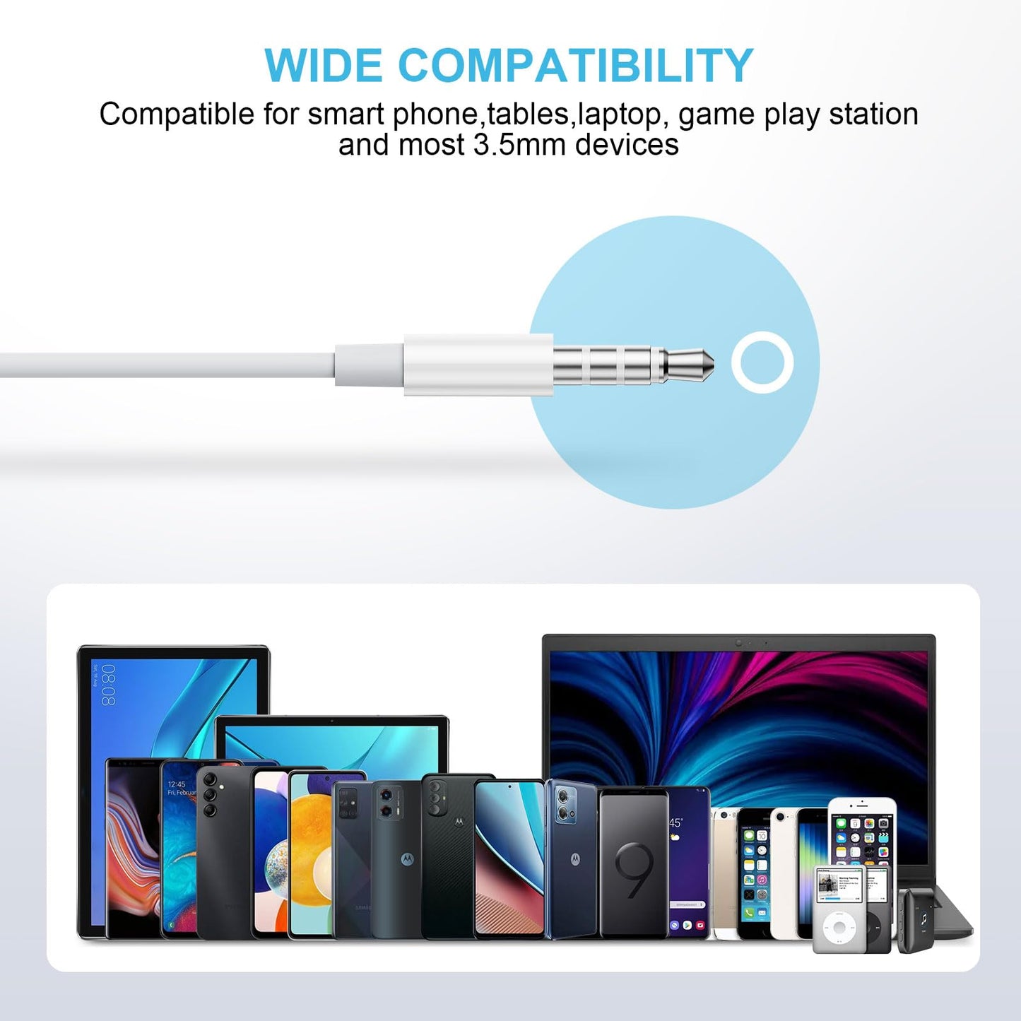 for Apple Earbuds Wired [Clear Call & No Noise], [MFi Certified] 3.5mm Headphones with Microphone Volume Control HiFi Stereo Ear Buds for iPhone/iPad/Kindle/Weather Radio/Airplane [2 Pack]