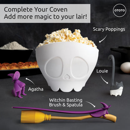 OTOTO Jar Spatula and Pastry Brush - Silicone Heat Resistant and Basting Brush, Cooking and Baking Spatula, Spooky Witchy Gifts, Gothic Kitchen Halloween Gifts, Unique Kitchen Gadgets (Witchin)