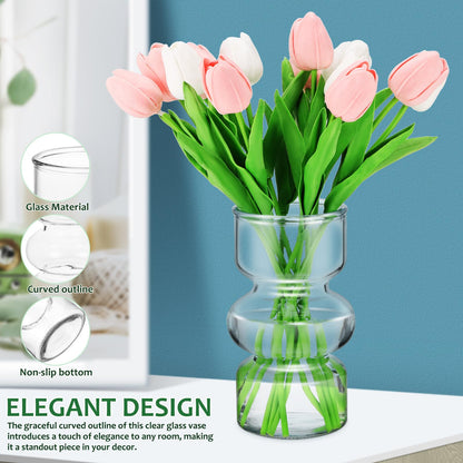 TOYANDONA Glass Flower Vase Decorative Centerpiece for Home and Wedding Decor, Gourd-Shaped Glass Vase for Floral Arrangements and Plants Terrarium, Desktop Flower Holder