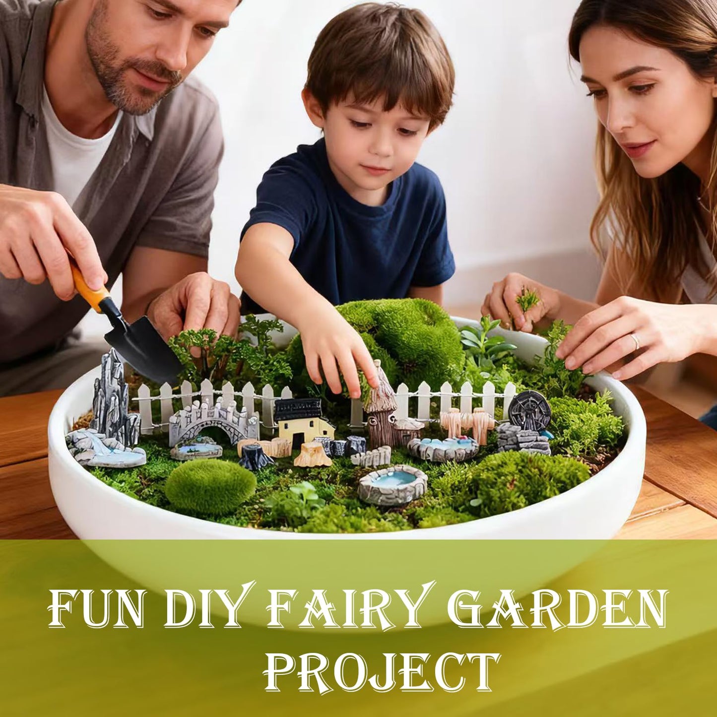 VerdantVibes 21-Piece Fairy Garden Kit with Mini Bridge, Waterwheel & Tree Stump Piers - Woodland Pond Decor Set for DIY Craft, Indoor/Outdoor Garden Accessories