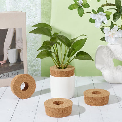 OLYCRAFT 4 Pack Cork Lids for Glass Planters 2.9~3.2 Inch Hydroponic Lids 1.2 Inch Thick Terrarium Cork Covers with 1.2 Inch Hole Natural Cork Stoppers for Hydroponic Plant Propagation Growing Vases