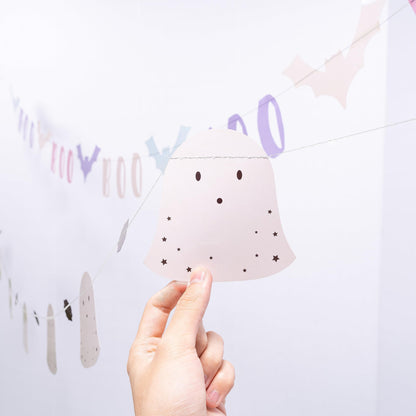 Cheerland Pastel Halloween Decorations Summerween Garland Bat Boo Ghost Pastelween Banner Hanging Photo Booth Backdrop for Cute Spooky Classroom Mantle Fireplace Baby Shower Birthday Party Decor 2pcs
