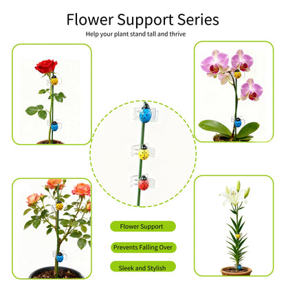 10 Pcs 16.5 Inch Bendable Metal Orchid Plant Support Stakes, Garden Flower Stakes with 15 Clips for Indoor Outdoor Potted Plants, Stem Support for Amaryllis Tomatoes Zinnias & More Flowers