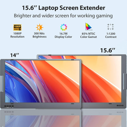 KYY Triple Laptop Screen Extender, 15.6" 1080P FHD IPS Dual Portable Extended Monitor, USB C Travel Display for 12-17'' Laptop, 210°Rotation & Kickstand, Plug and Play (Windows Only)