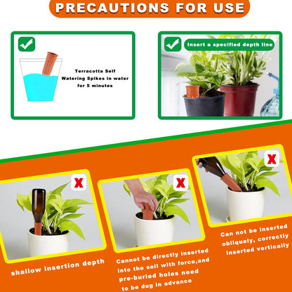 TKSCUSR Self Watering Spikes -4 Pack Terracotta Plant Watering Stakes Devices Vacation Self-Watering Stakes for Indoor/Outdoor Plants