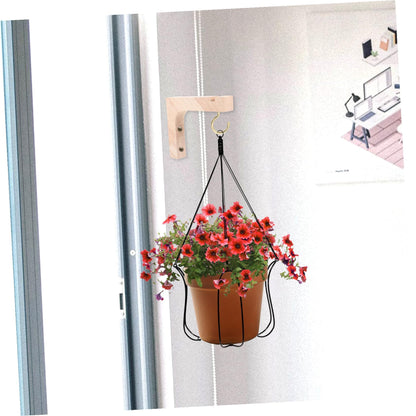 SEWACC Wooden Wall Hooks Plant Hangers for Indoor Outdoor Hanging Plants Heavy-Duty Wall Mount with Natural Wood Finish 2pcs Brackets for Garden Patio