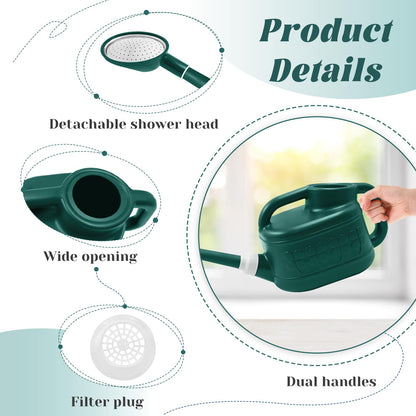 1 Gallon Watering Can, Garden Watering Can Outdoor, Plant Water Can with Removable Long Spout and Stainless Steel Sprinkler Head, Plastic Indoor Watering Cans for Gardening Flower Plants