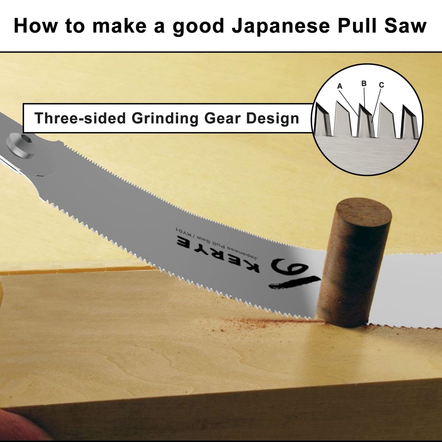 KERYE Japanese Pull Saw 9.5 Inch, Hand Saw with Double Edges of 10/17 TPI and Replaceable Blade, Ryoba Wood Cuttter, Sharp and Light Woodworking Tools Gifts for Men and Women-KY01
