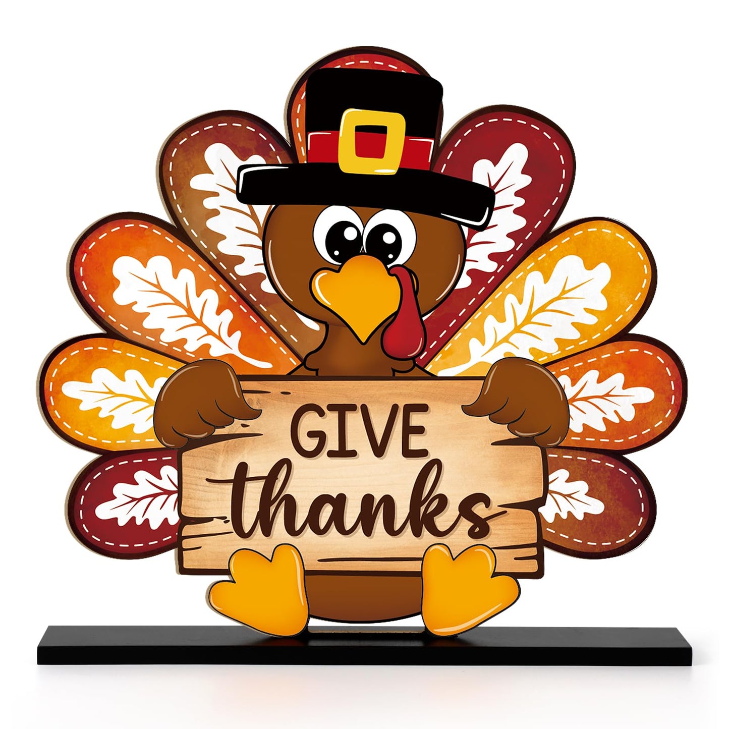 Thanksgiving Decorations Wooden Turkey Table Sign Fall Pumpkin Autumn Table Centerpieces Standing Tabletop Happy Thanksgiving for Holiday Harvest Home Room shelf Farmhouse Decorations Thanks Gives