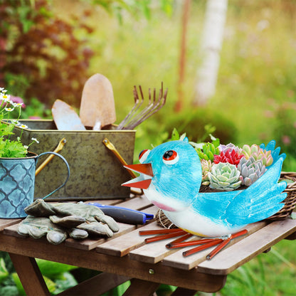 FJJBSD Metal Cute Bird Planter,Fun Garden Flower Succulent Pot Indoor Outdoor Decor .Unique Animal Planter Flower Pots Gift Ideas for Mother and Teacher