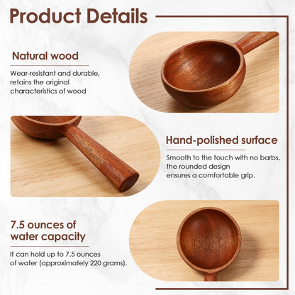 GALUBUBU Wooden Ladle, Large Wooden Scoop, Korean Style Solid Wood Serving Spoon for Bath Salt, Rice, Soup, Flour, Coffee Beans, Deep Jar Scoop for Kitchen, Sauna, Canisters