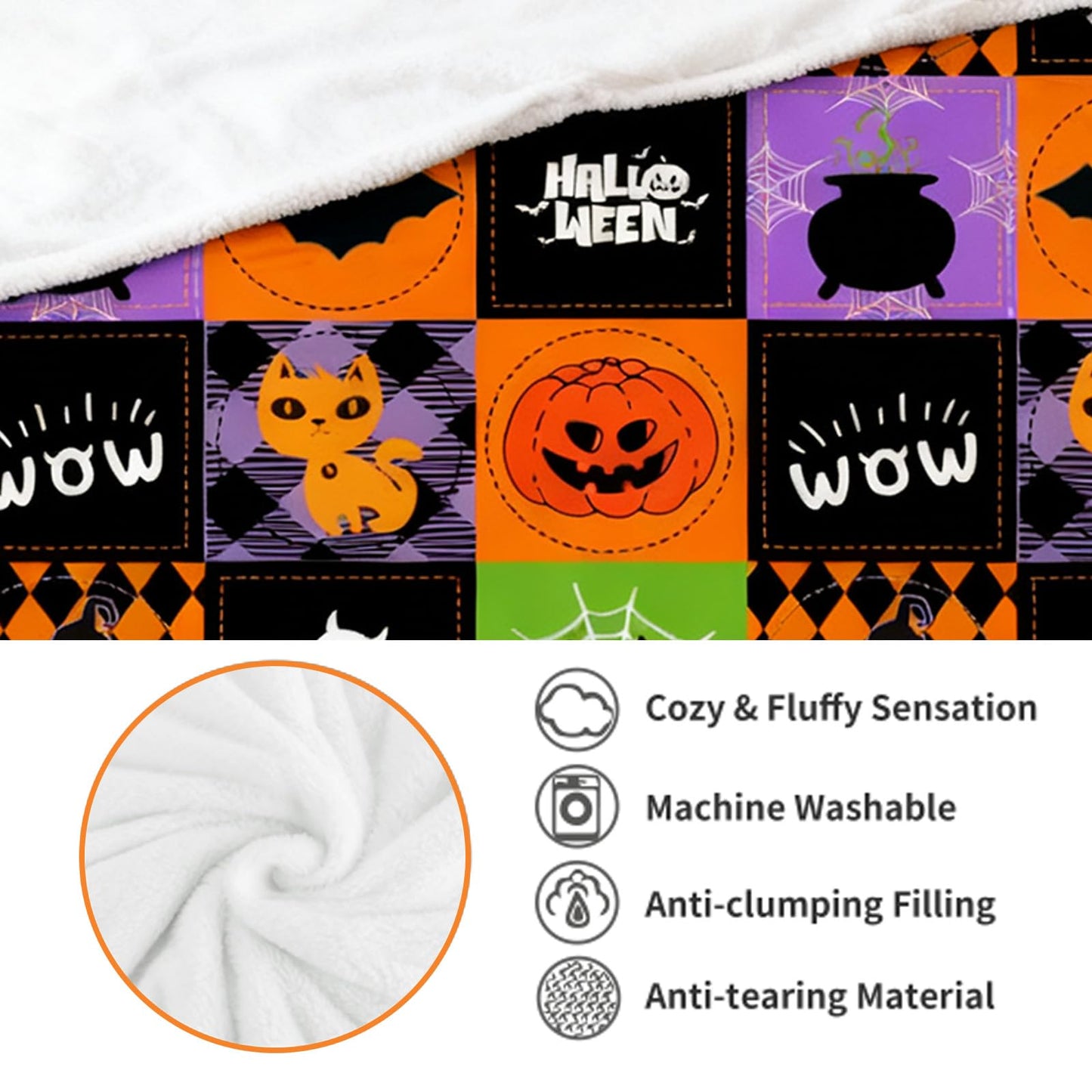 Halloween Throw Blanket Reversible, Cute Blanket Halloween 50"x70" for Couch, Bed, Sofa - Soft Plush Fleece Cartoon Pumpkin Print Decor Gifts (Style B)