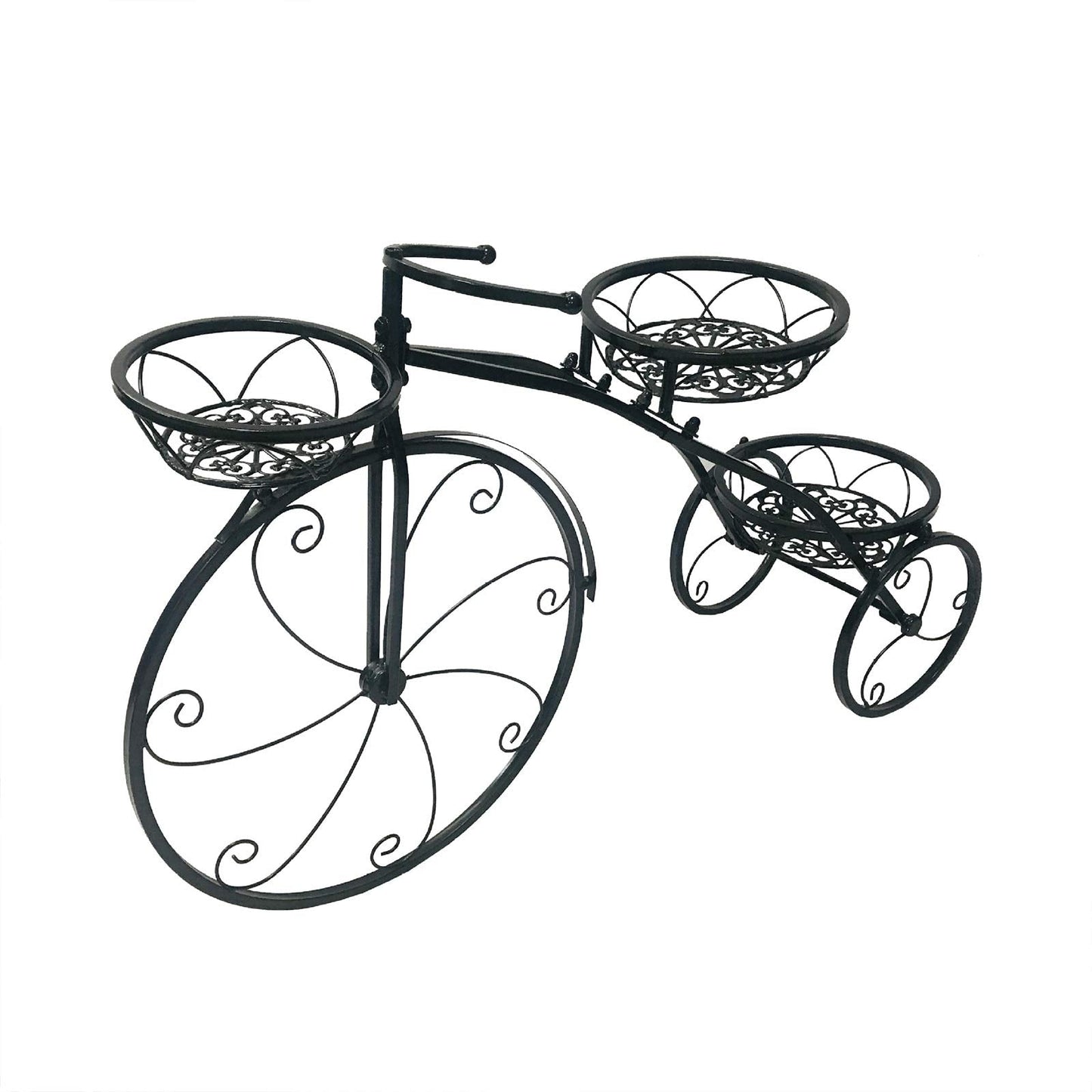 LOYALHEARTDY Bicycle Plant Stand Holder, Metal Flower Pot Holder Display Shelf Elegant Garden Patio Plant Rack Ideal For The Decoration Of Home, Garden, Patio (Black)