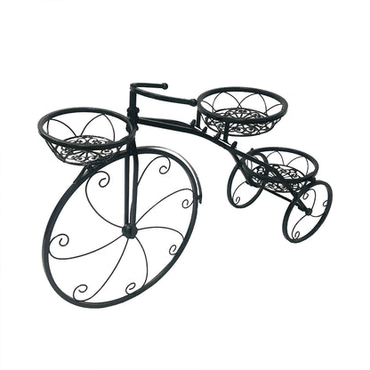 LOYALHEARTDY Bicycle Plant Stand Holder, Metal Flower Pot Holder Display Shelf Elegant Garden Patio Plant Rack Ideal For The Decoration Of Home, Garden, Patio (Black)