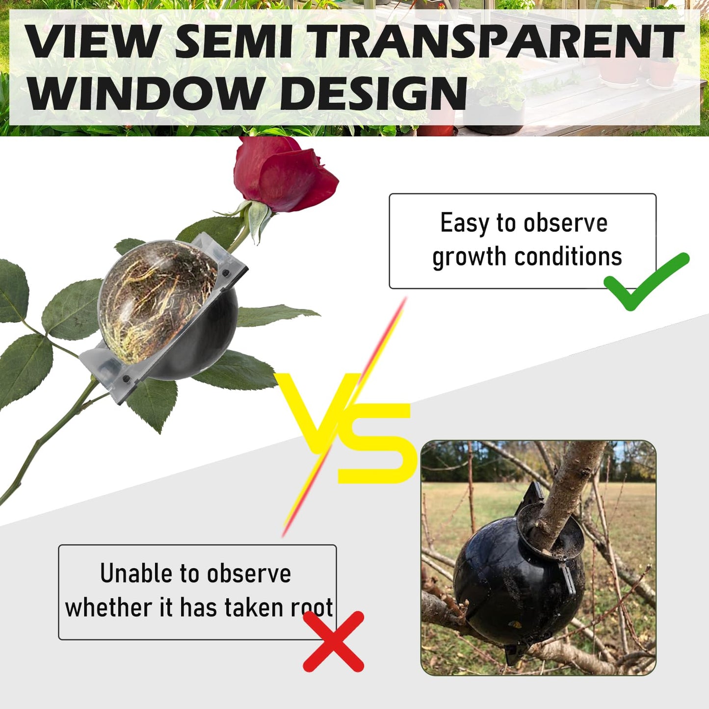 NVAAV Tree Root Growing Box, Air Layering Pods Propagation Kit, Reusable Half Transparent Plants Asexual Reproduction Grafting Ball for Fast Propagation Plants (12 pcs Small)