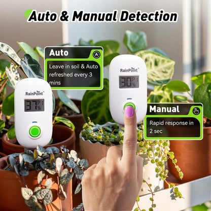 RAINPOINT Light-Driven Thermo-Hygrometer & Smart Digital Wireless Soil Moisture Meter (WiFi Hub Needed) Kit, Real-time Monitor Sensor Gardening Plant Care Essentials