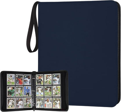 GERMUN 3 Ring 9 Pocket Zipper Card Binder, 720 Double Sided Standard PU Trading Card Album Folder for TCG & Sports Cards, Not Fit Top Loaders (Dimond Blue)