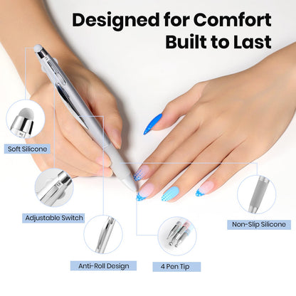 Beetles Nail Art Brushes 8pcs – Crystal Nail Art Tools 5pcs Double-headed Nails Dotting Tool, 3pcs Striping Liner Brushes for Nails with Pearls Bowknot Stickers, DIY Home Salon Manicure Design Tools