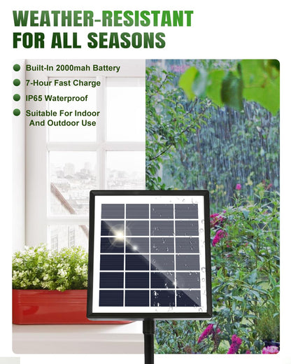 Breeze Touch Solar Drip Irrigation Kit 50FT, Automatic Garden Watering System with Timer, Draws Water from Container, Supports 15 Pots for Balcony, Patio, Indoor & Outdoor Plants