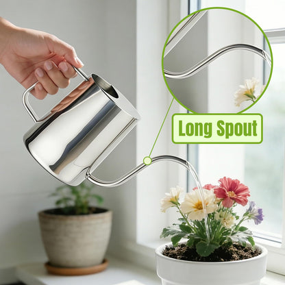 Ratrabas 34oz/1000ml Watering Can Indoor Plants with Long Spout, Plant Watering Can for Ergonomic Handle, Rust-Resistant & Durable 304 Stainless Steel, Office & Home