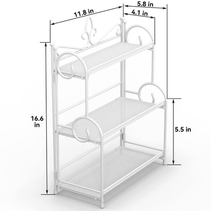 YIUKEA Bathroom Counter Organizer - Spice Rack Countertop 3 Tier Counter Shelf Organizer for Bathroom Kitchen Bedroom Foldable White