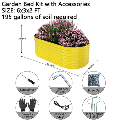 Galvanized Metal Planter Raised Garden Bed Kit for Gardening Outdoor，6x3x2ft Planter Grow Garden Box Raised Flower Bed，Long Vegetable Clearance Herb Raised Garden Beds For Container Gardening