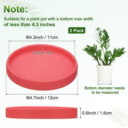 M METERXITY 2-Pack Ceramic Plant Saucers, 4.3 Inch ID Flower Pot Plant Saucers for Indoor/Outdoor, Round Flowerpot Drip Tray [4.7 Inch OD, Red]