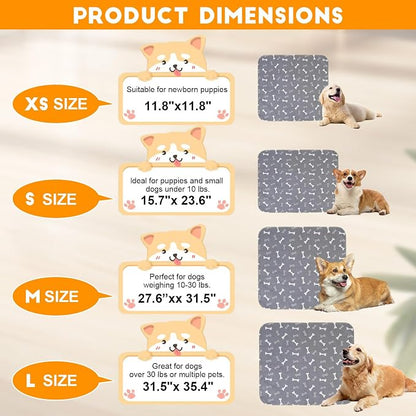 2PCS Puppy Pee Pads with Pheromones, Washable Puppy Training Pads for Dogs Reusable Puppy Potty Pads for Dogs and Cats(with Pet Hair Removal Gloves)