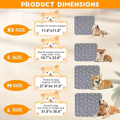 2PCS Puppy Pee Pads with Pheromones, Washable Puppy Training Pads for Dogs Reusable Puppy Potty Pads for Dogs and Cats(with Pet Hair Removal Gloves)