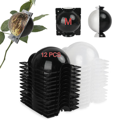 NVAAV Tree Root Growing Box, Air Layering Pods Propagation Kit, Reusable Half Transparent Plants Asexual Reproduction Grafting Ball for Fast Propagation Plants (12pcs Meidum)