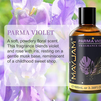 MAYJAM 100ML/3.38FL.OZ Parma Violet Fragrance Oils with Glass Dropper, Essential Oils for Diffusers for Home, Long Lasting Scented Oils for Diffusers Soap Candle Making
